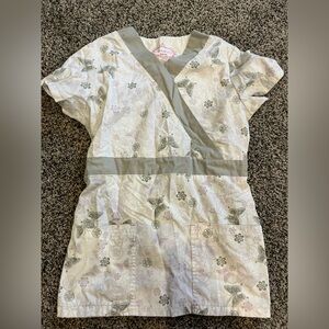 Floral Butterfly Print scrub top.